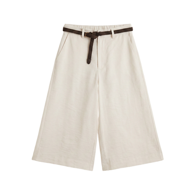 Culottes de pierna ancha con cinturón — Crema / marfil