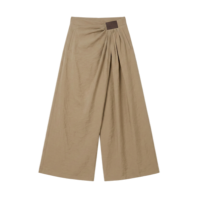 Pantaloni a gamba larga con vita ritorta — Sabbia / kaki