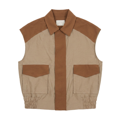 Colourblock-Utility-Weste — Sand & Tan