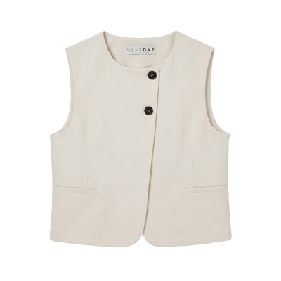 Gilet senza colletto con bottoni — Avorio panna